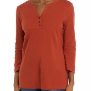 NWT Kim Rogers Women's Perfectly Soft 3/4 Sleeve Henley Shirt sz S